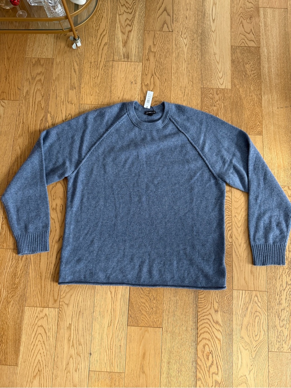 James Perse Cashmere Crewneck Sweater Slate Blue Heather Rolled MRBC3718